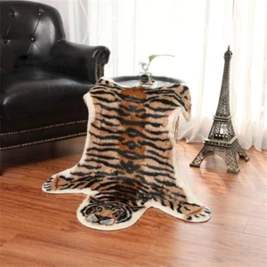 Tiger Printed Rug, 31.5 X 41.5In Faux Fur Cowhide Skin Area Rug Animal Carpets - Picture 1 of 12