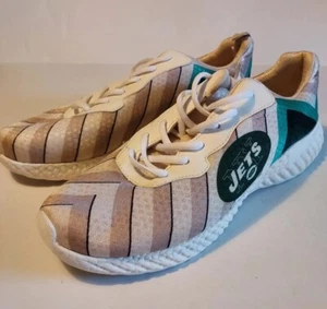 NEW NFL New York Jets White Green Shoes Sneakers Men's Size 8 - Picture 1 of 11