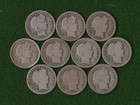 1892 1916 Better Grade Gd to Vf Lot Of (10) 90% Silver Barber Dimes