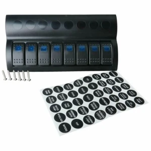 Boat Switch Panel Blue LED 8 Gang On-Off Button Optional Rocker Circuit Breaker - Picture 1 of 4