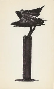 AK Marcel Braitstein "Kriegervogel" Stahlskulptur um 60er Jahre Grafik 1966 postfrisch - Bild 1 von 3