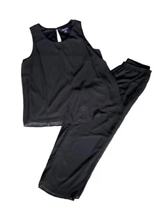 Set pantaloni donna Roman’s 2 pezzi taglia 20W neri foderati senza maniche gamba larga pull on - Foto 1 di 18