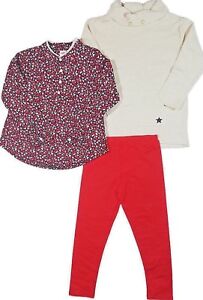 OshKosh Girl's 3 pc Holiday Legging Pant Long Sleeve Shirt Set  Red  Sz 3T 4T