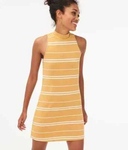 Vestido AERO Aeropostale Seriously Suave Cuello Simulado Columpio Amarillo Rayas Talla M - Nuevo - Imagen 1 de 6