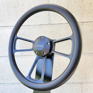 14" Billet Black Steering Wheel Muscle Vinyl Half Wrap GMC Modern Licensed Horn - Picture 1 of 3