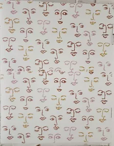 SET OF 2 SAME PLASTIC PLACEMATS,12" x 17", MULTIPLE FACES, HL - Picture 1 of 7