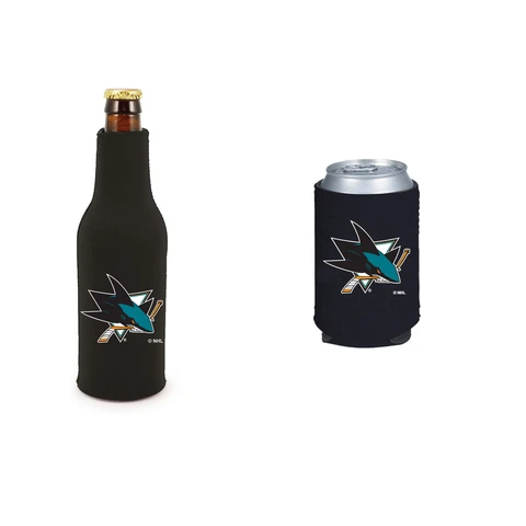 Bundle - 2 Items: San Jose Sharks Bottle Cooler Suit and Kaddy Can Cooler Cover