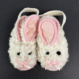 Vtg 80s Dearfoams Child Toddler Size Soft Pink Bunny Slippers Needs New Elastic - Bild 1 von 6