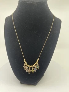 VTG 14k Yellow Gold Birthstone 6 Child Charms Necklace 12 Spacers 21” - Picture 1 of 14