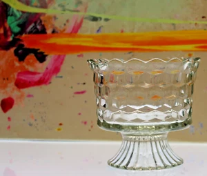 Indiana Glass Whitehall Clear Cubist Footed Compote No.521 ca.1960's - Picture 1 of 3