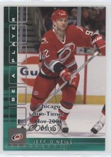 2001 ITG Be A Player Memorabilia Emerald Chicago Sun-Times Nov /10 Jeff O'Neill