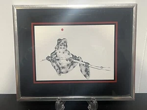 Vintage 10x8.5 Vintage Frog Print in Frame AGI Giftware - Picture 1 of 4