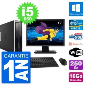 PC HP 8100 SFF Ecran 19" Core i5-650 RAM 16Go Disque 250Go Windows 10 Wifi - Photo 1/3