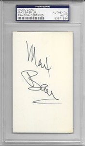 MAX BAER JR Signed INDEX CARD Beverly Hillbillies JETHRO BODINE Macon County PSA