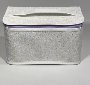 Clinique Kosmetiktasche weiß silber Glitzer quadratisch Medium, kostenloser Versand - Bild 1 von 5