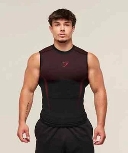 ⚫Gymshark Onyx 5.0 Tank - Black/Carmine Red - ALL SIZES 🔴 - Picture 1 of 7