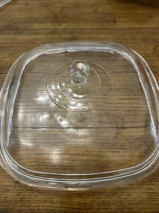 Vintage Corning Ware Pyrex P-12-C Square Glass Domed Replacement Lid Clear - Picture 1 of 2