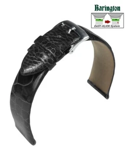 Barington Easy-Klick echt Straußbein Uhrenarmband schwarz 20 mm, Handarbeit - Picture 1 of 3