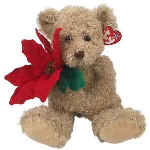 Ty Beanie Buddies 2005 Holiday Teddy Bear Plush Poinsettia Stuffed Animal w/ Tag