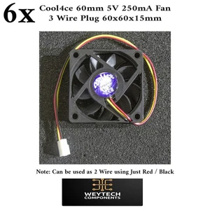 6x DC 5V Cool4ce CFS6015-5-3 60mm 60x60x15mm 6cm Brushless Fan 3 Wire - Picture 1 of 3