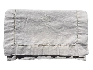 POTTERY BARN 100% Linen 104” “B” Crown Monogrammed Cream Table Runner • Setting - Picture 1 of 7