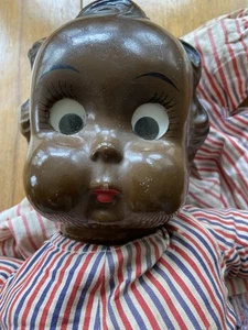 1937-1945 RALPH FREUNDLICH GooGoo Eyes TOPSY Doll Floral Cloth Body Molded Hair - Picture 1 of 15