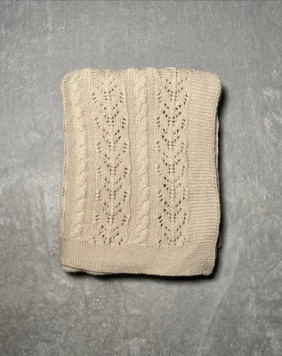 Manta de bebé tejido abierto tejido cable tostado algodón ligera seguridad Lovey 30"x40" Foto 1 de 4