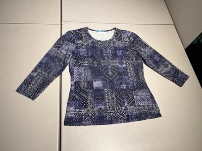 Camisa de tela J McLaughlin Top para mujer pequeña azul retazos firma Catalina Foto 1 de 4