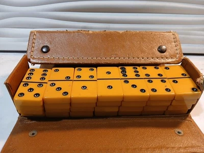 Vintage 2” Bakelite Dominoes Aged Butterscotch Pumpkin Orange - Image 1 of 4