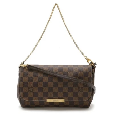 Borsa a tracolla originale Louis Vuitton Damier Ebene Favorite MM N41129 2 vie - Immagine 1 di 4