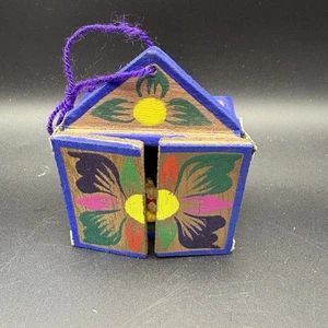 Vintage Hand Painted Wooden Nativity Ornament Folk Art Peru Christmas Scene - Picture 1 of 5