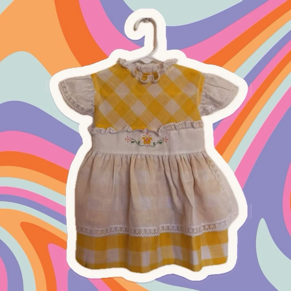 Vintage 60s Era Baylis Brothers 100% cotton Polly Flinders Baby Girl Dress  Foto 1 de 3