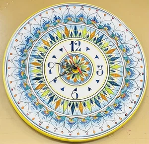 Vietri Ceramics 14’’ Wall Clock Made And painted by Hand in Italy - Picture 1 of 3