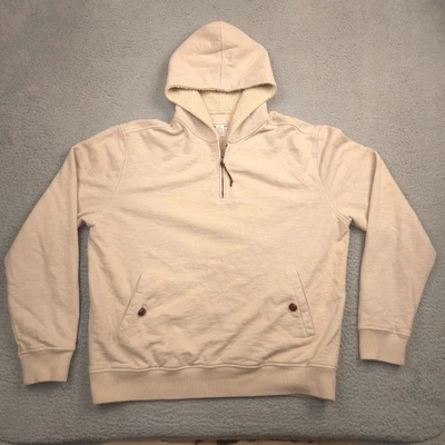 碳2钴夏尔巴内衬连帽运动衫男式XL米色棉四分之一拉链 — 第 1/4 张图片