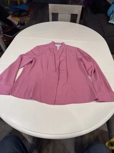 Sag Harbor Women Button Up Hidden Buttons Blouse Shirt 18 Rose Long Sleeve - Picture 1 of 10