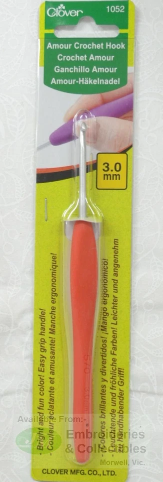Clover Amour Crochet Hook, Easy Grip Elastomer Handle, 3.00mm #1052 - image 1 of 1
