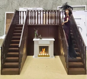 1:6 Miniatur Puppenhaus Holz große Treppe Handarbeit Puppentreppe Sondergröße - Bild 1 von 6
