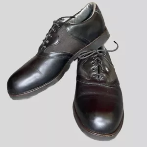 Vintage Y2K 2000 Made In The USA Men’s Dexter Black Leather Golf Shoes Size 10M - Picture 1 of 10
