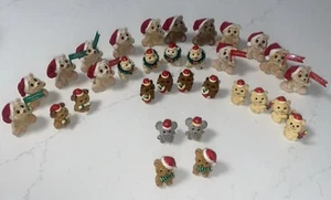 Lot 32 Flocked Vintage Christmas RUSS Mini Bear Dog Cat Holiday Decor Cute Vtg - Picture 1 of 12