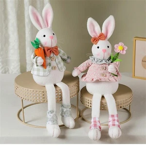 Easter Bunny Figurine Doll Decoration Easter Plush Bunny Doll Bedroom Decoration - Picture 1 of 10