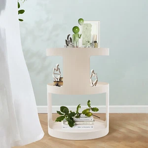 3 Tier Side Table Modern Coffee Table Sofa Bedside Table Round Organizer White - Picture 1 of 23
