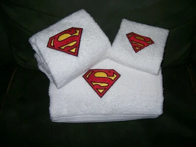 Juego de toallas de baño personalizadas con logotipo de Superman de 3 piezas con logotipo de Superman Foto 1 de 4