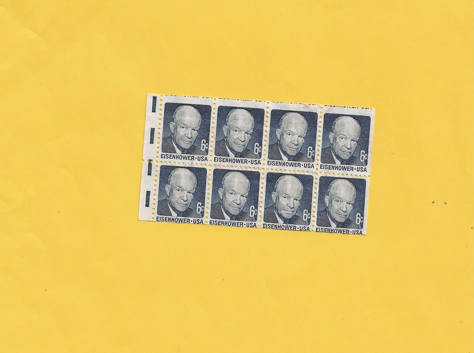 USA pane of 8 6cent Eisenhower used cv 2.00 blue - Image 1 of 1