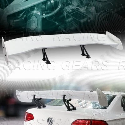 UNIVERSAL 57" GT WING DRAGON-2 STYLE PAINTED WHITE TRUNK ADJUSTABLE SPOILER WING - Image 1 of 4