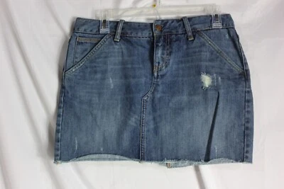 Womens Blue Jean DENIM MINI SKIRT Raw Hem X2 DENIM LAB SIZE 6 - Image 1 of 4