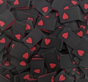 500pcs Woven Apparel Clothing Garment Sewing Double Sided Label Tags - Red Heart - Picture 1 of 1