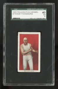 1910 E79 TARJETA DE BOXEO CARAMELO FILADELFIA ~ BOB FITZSIMMONS ~ SGC 40 (EN MUY BUEN ESTADO) - Imagen 1 de 2