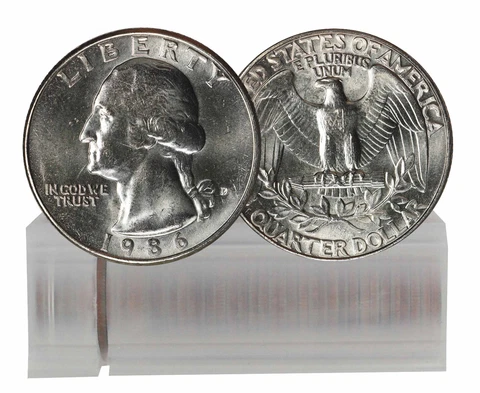 1986-D BU Washington Quarter 40-Coin Roll Cover