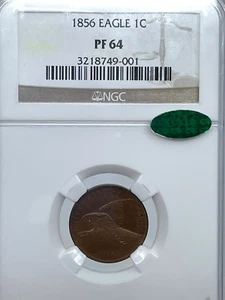 RARE-----1856--- NGC ,PF --64 Flying Eagle 1c Penny --CAC SEAL - Picture 1 of 10