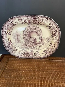 Vintage Royal Staffordshire Clarice Cliff Turkey Platter England transferware - Picture 1 of 12